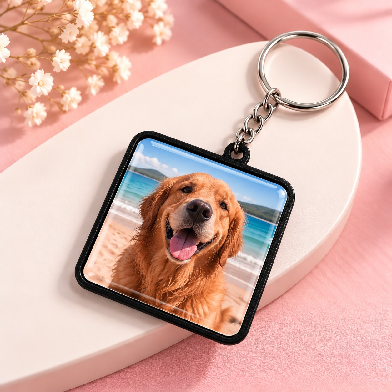 Chaveiro personalizado com foto de cachorro